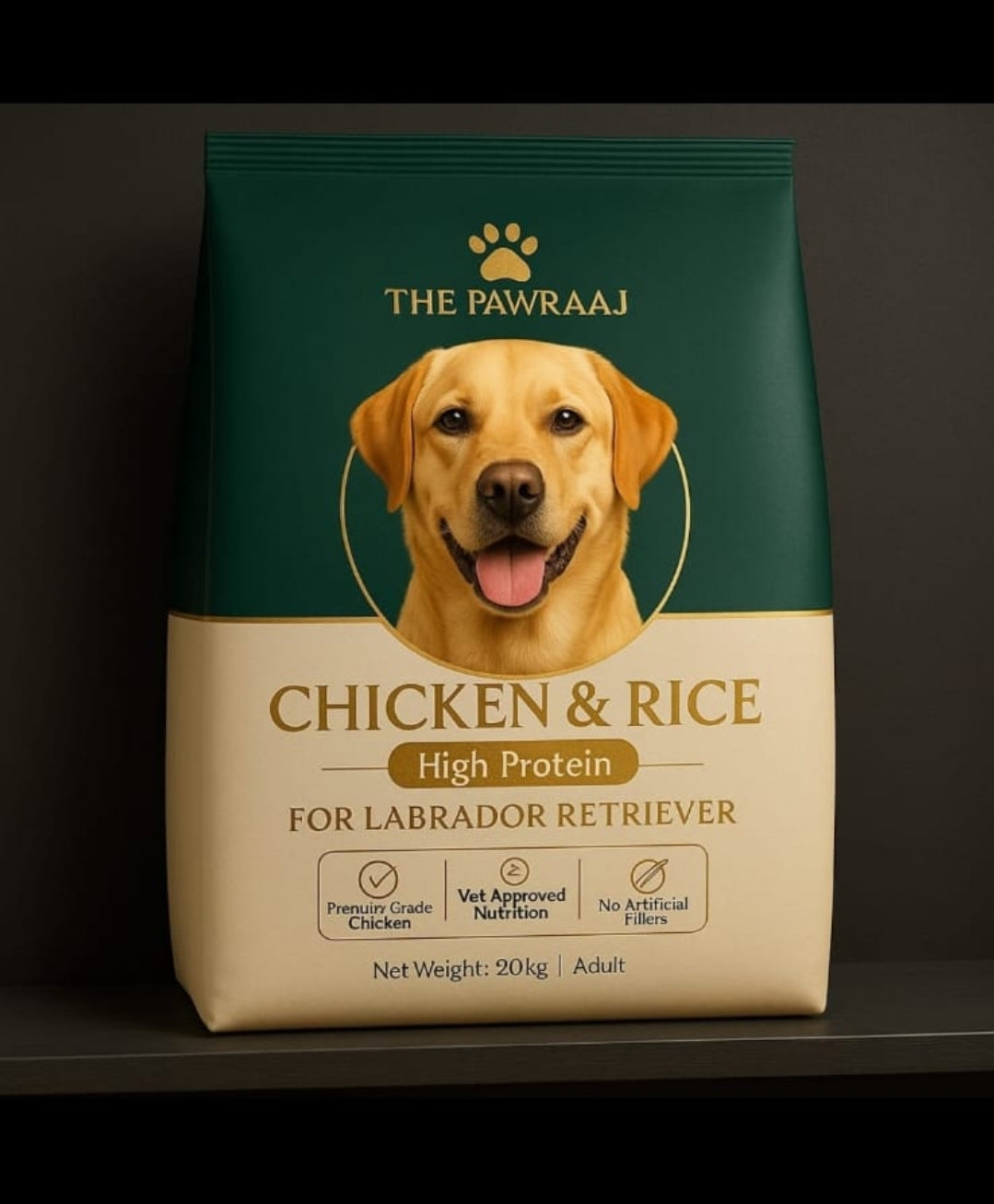 Pawraaj chicken and rice Dog food -High Protein for adults labrador only